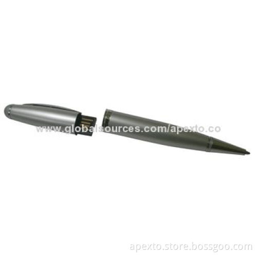 Pen-shaped USB Flash Drive, Customized Packaging Types/Logos Accepted, 256MB to 32GB